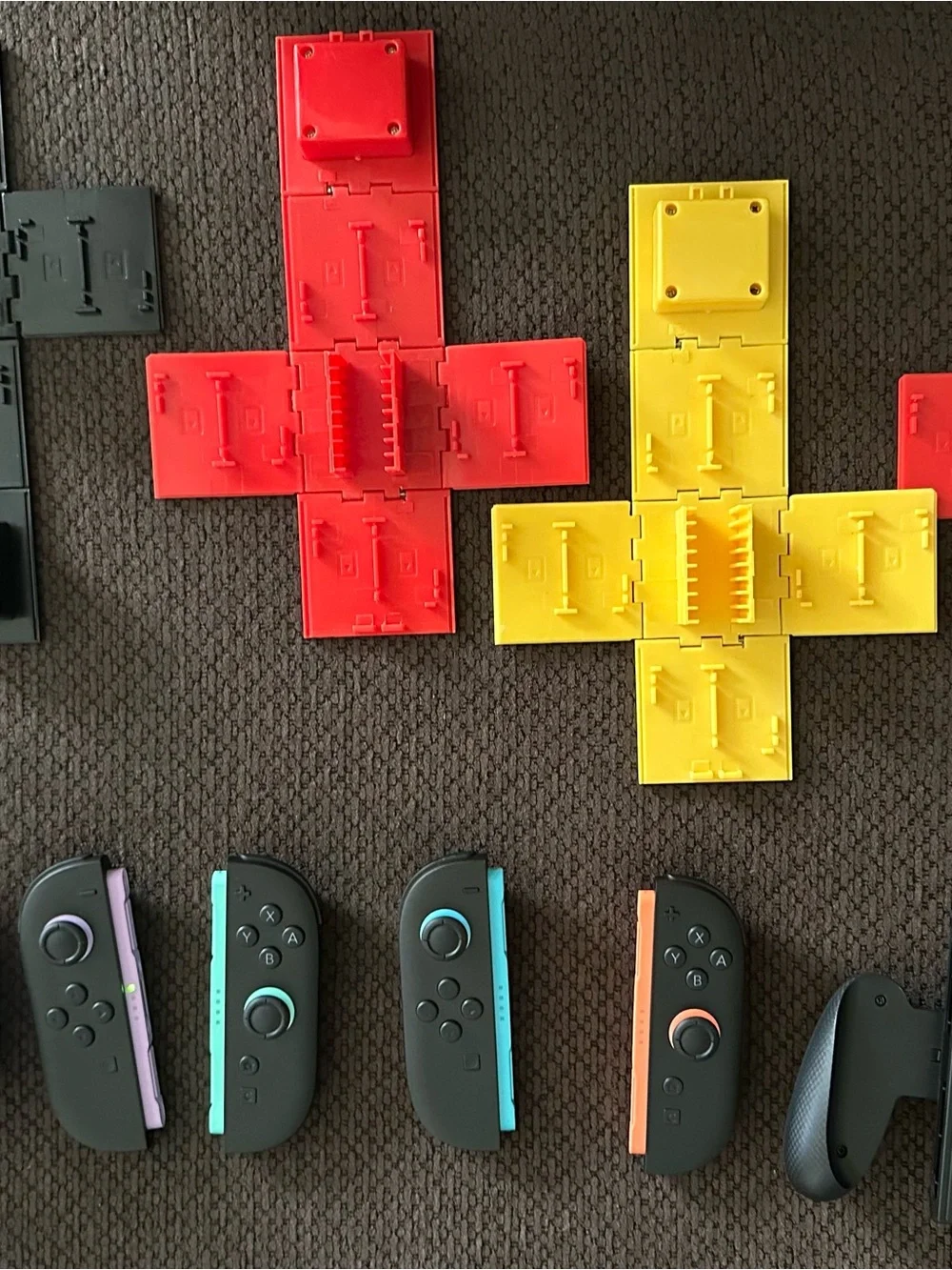 Nintendo Joy-Con Pair with White Grip and Red/Yellow Mario Blocks/Zelda black